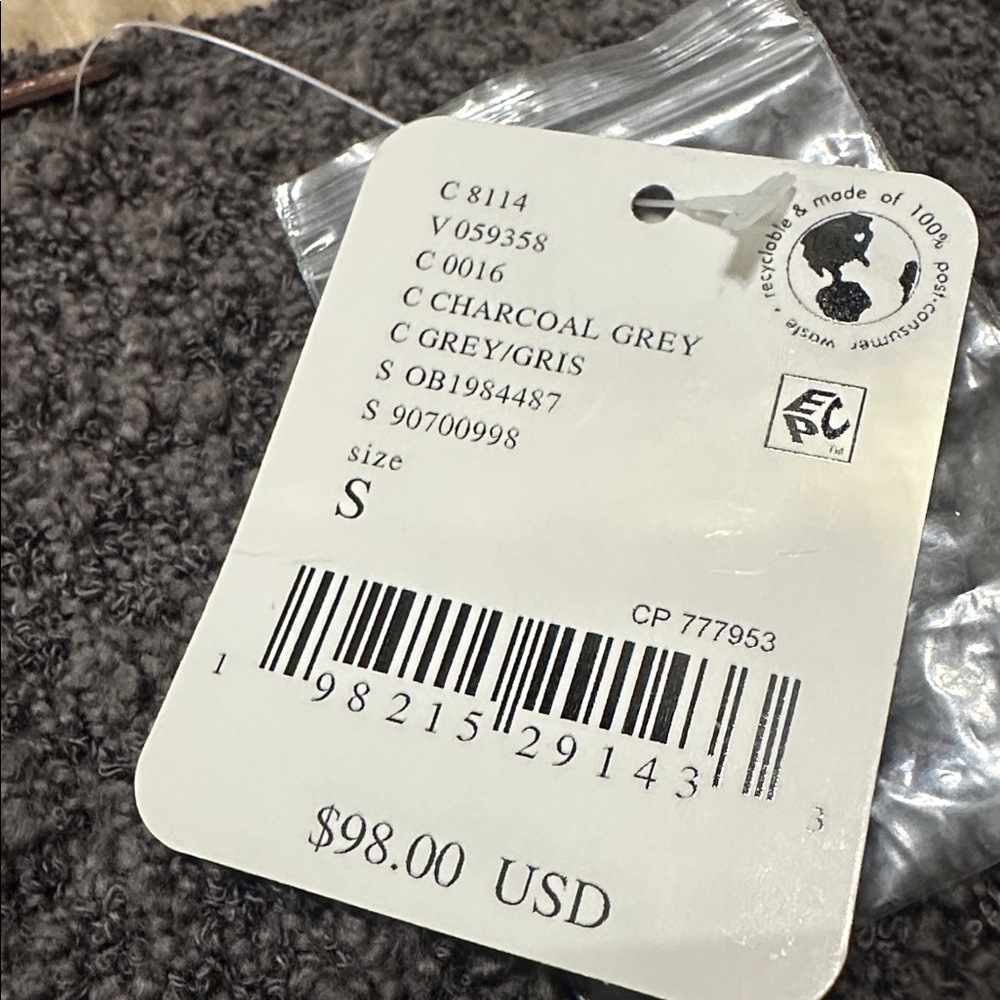 NWT Free People Charcoal Gray Textured V-Neck Button Cardigan small - Picture 9 of 9